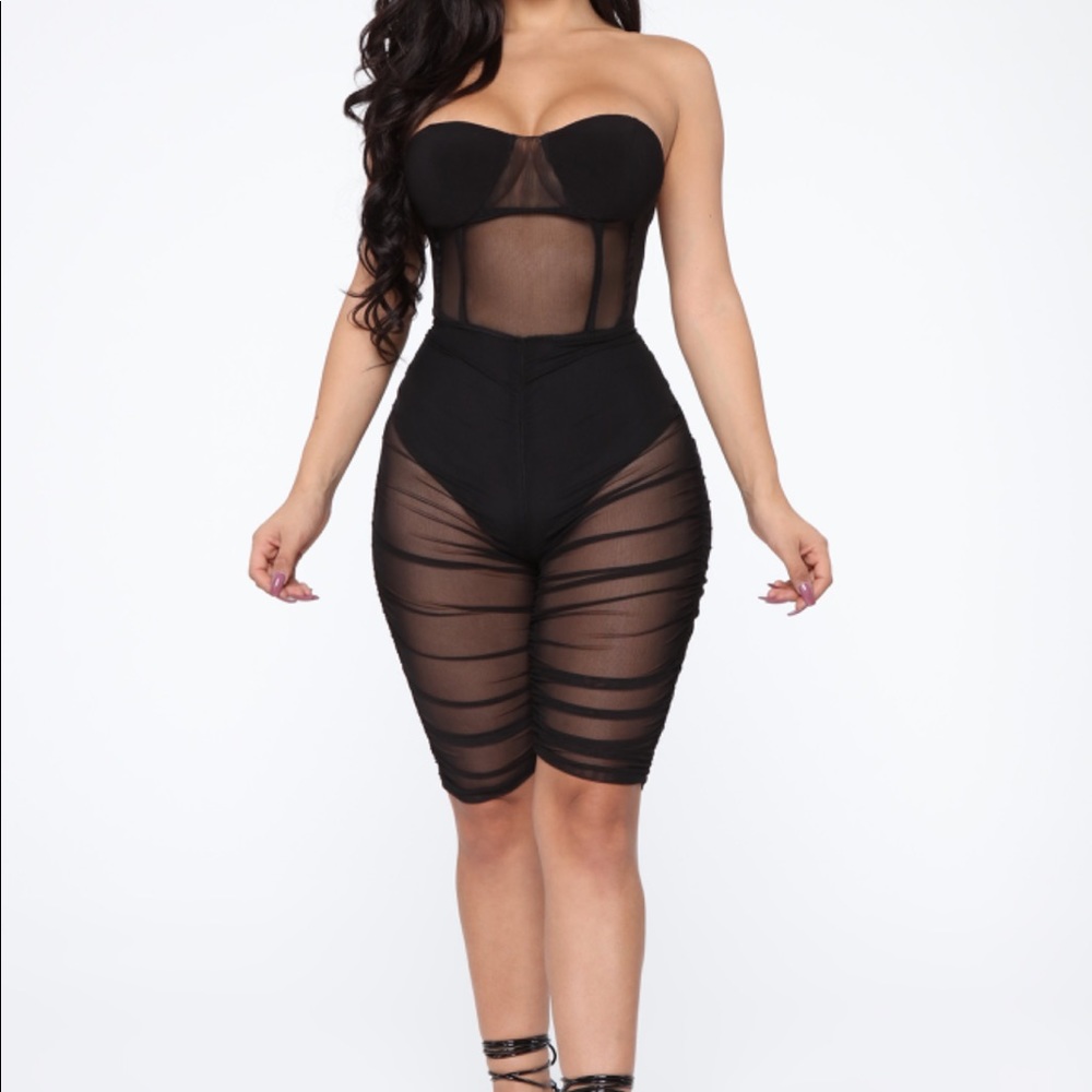Exposed Ruched Set - Black